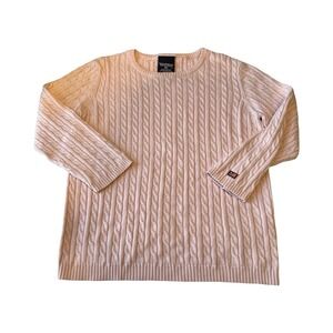 Vtg Polo Jeans Co Ralph Lauren Cable Knit Sweater Womans L Preppy Baby Pink